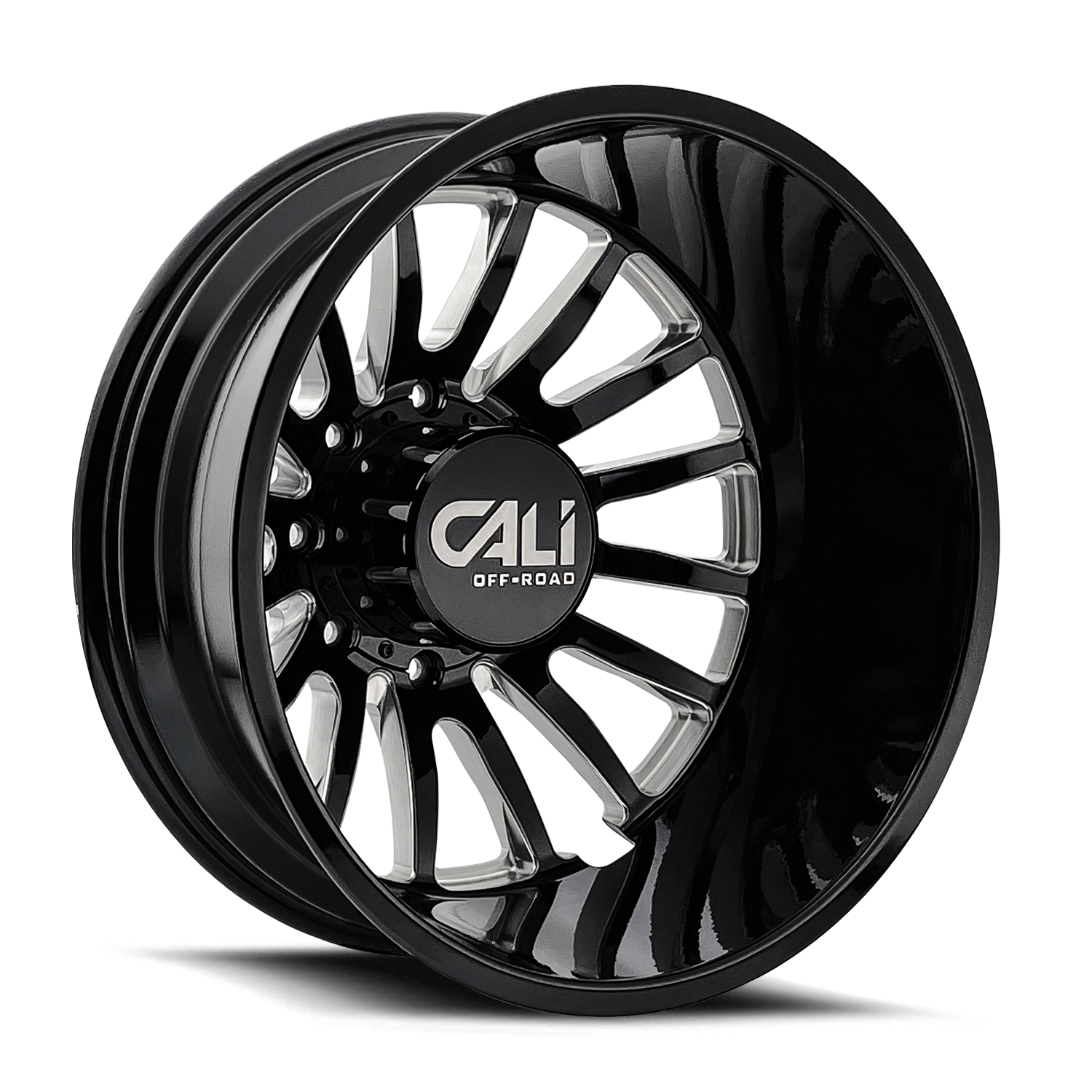 Cast Aluminum Dually Wheels Summit Dually 9110D GB 22x8.25 Milled Spokes Gloss Black 8 On 210 Bolt Pattern -232 Offset Cali Offroad Wheels