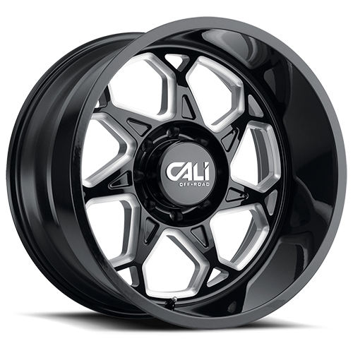 Cast Aluminum Wheels Sevenfold 9111 GB 24x12 Milled Spokes Gloss Black Cali Offroad Wheels