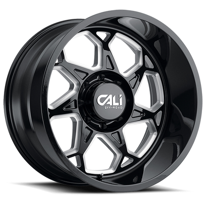 Cast Aluminum Wheels Sevenfold 9111 GB 24x12 Milled Spokes Gloss Black Cali Offroad Wheels