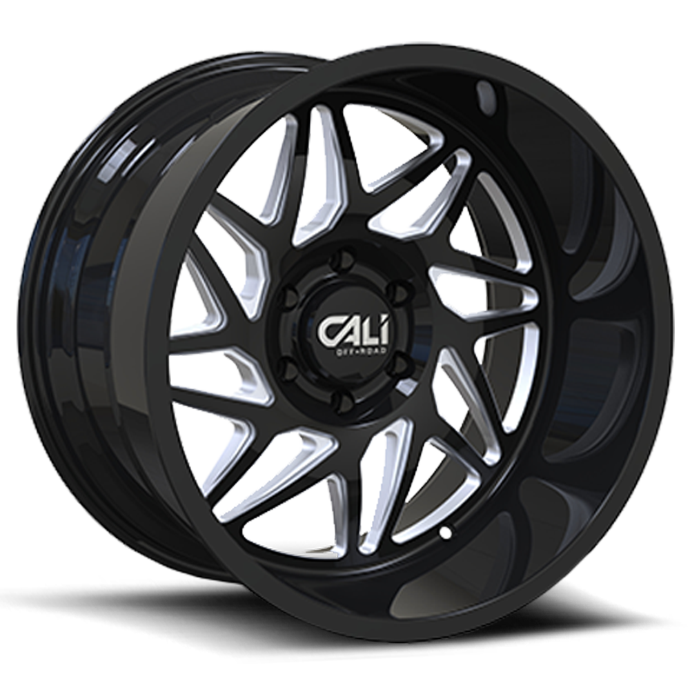 Cast Aluminum Wheels Gemini 9112 GB 24x14 Milled Spokes Gloss Black Cali Offroad Wheels