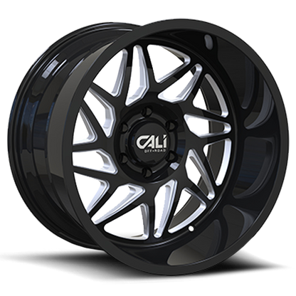 Cast Aluminum Wheels Gemini 9112 GB 20x9 Milled Spokes Gloss Black Cali Offroad Wheels