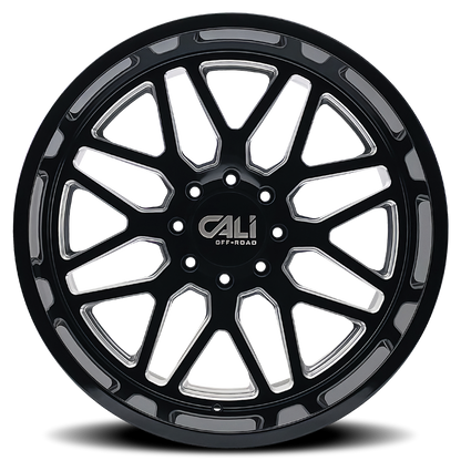 Cast Aluminum Wheels Invader 9115 GB-M 24x14 Milled Gloss Black Cali Offroad Wheels