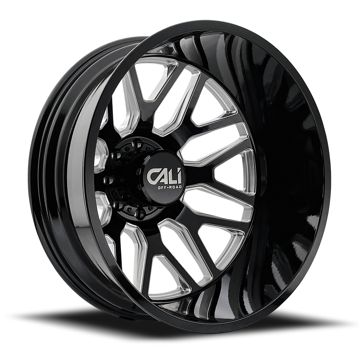 Dually Wheels Invader Dually 9115D GB-M 22x8.25 Milled Spokes Gloss Black Cali Offroad Wheels