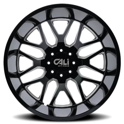 Dually Wheels Invader Dually 9115D GB-M 24x8.25 Milled Spokes Gloss Black Cali Offroad Wheels