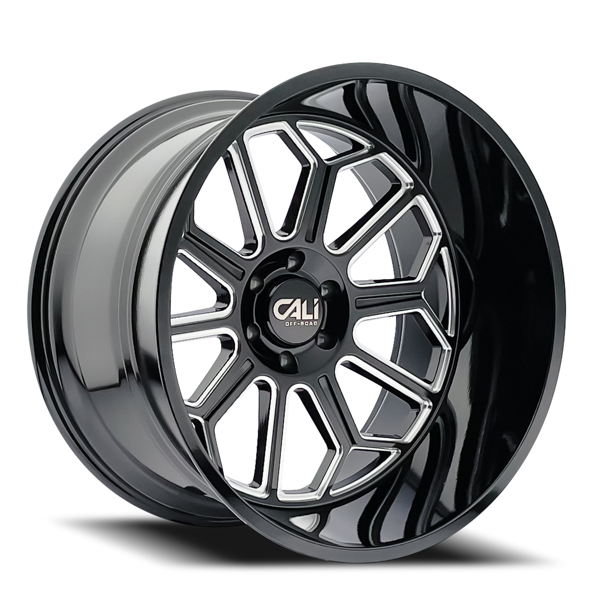 Cast Aluminum Wheels Auburn 9117 BM 22x12 Milled Gloss Black Cali Offroad Wheels