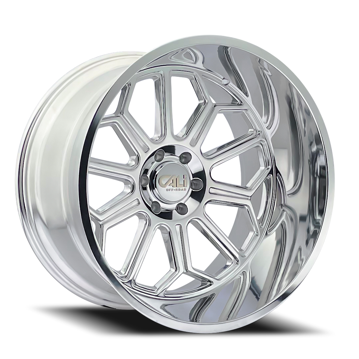 Cast Aluminum Wheels Auburn 9117 PO 22x12 Milled Spokes Polished Cali Offroad Wheels