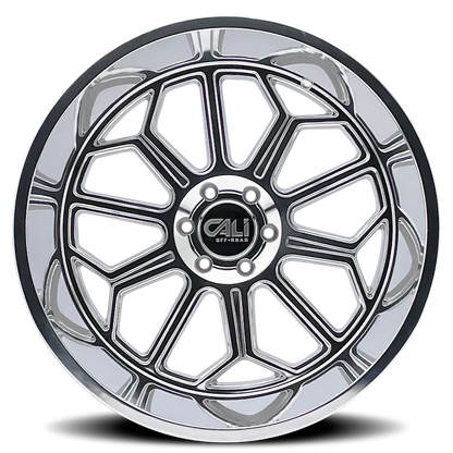 Cast Aluminum Wheels Auburn 9117 PO 22x12 Milled Spokes Polished Cali Offroad Wheels