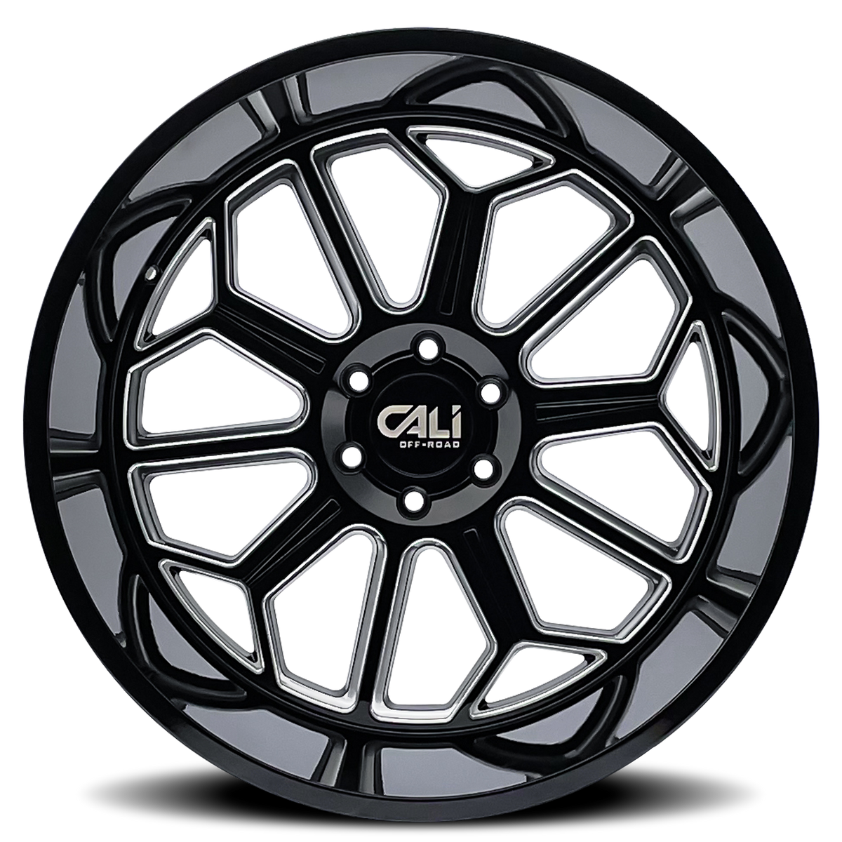 Cast Aluminum Wheels Auburn 9117 BM 24x14 Milled Gloss Black Cali Offroad Wheels