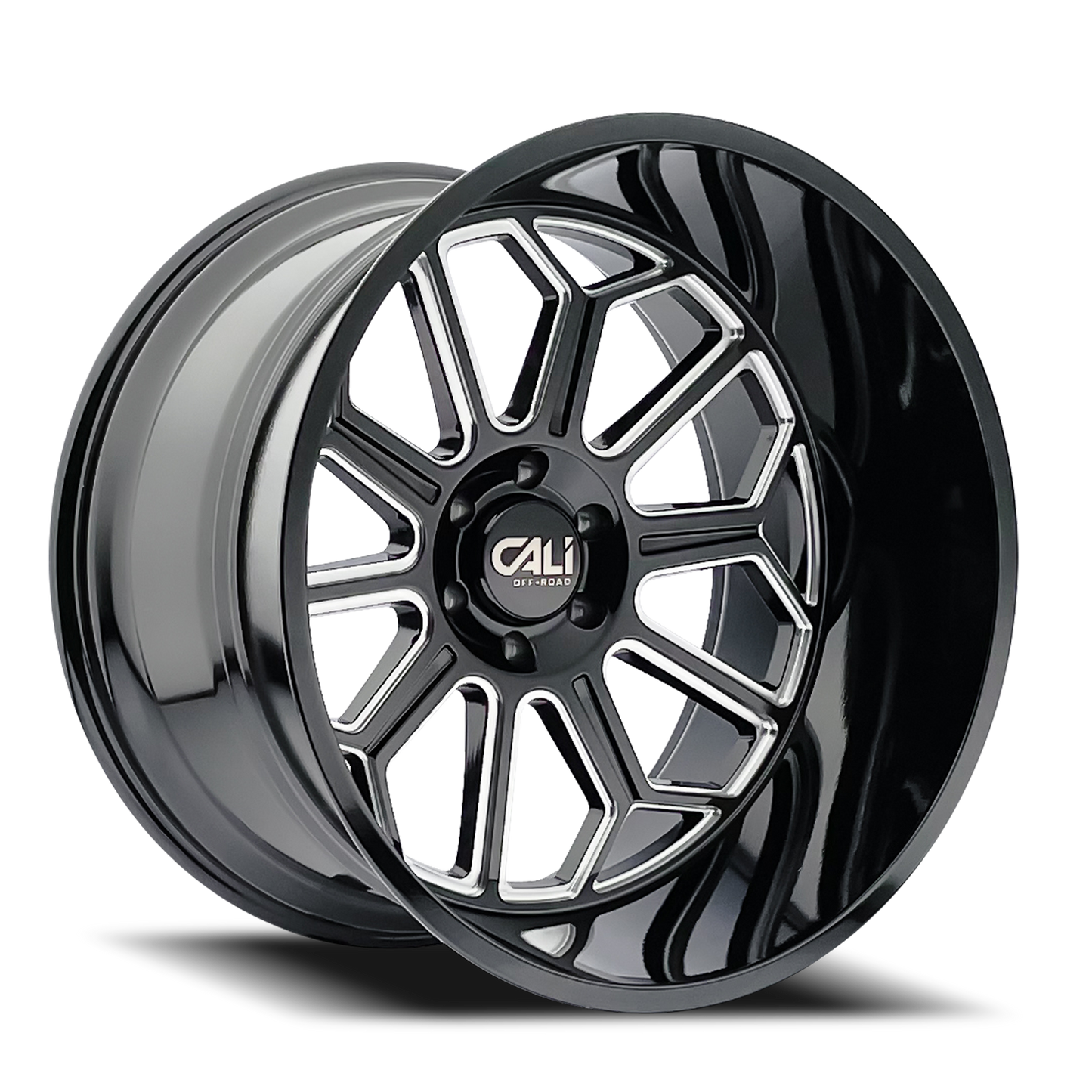 Cast Aluminum Wheels Auburn 9117 BM 24x14 Milled Gloss Black 6 On 139.7 Bolt Pattern -76 Offset Cali Offroad Wheels