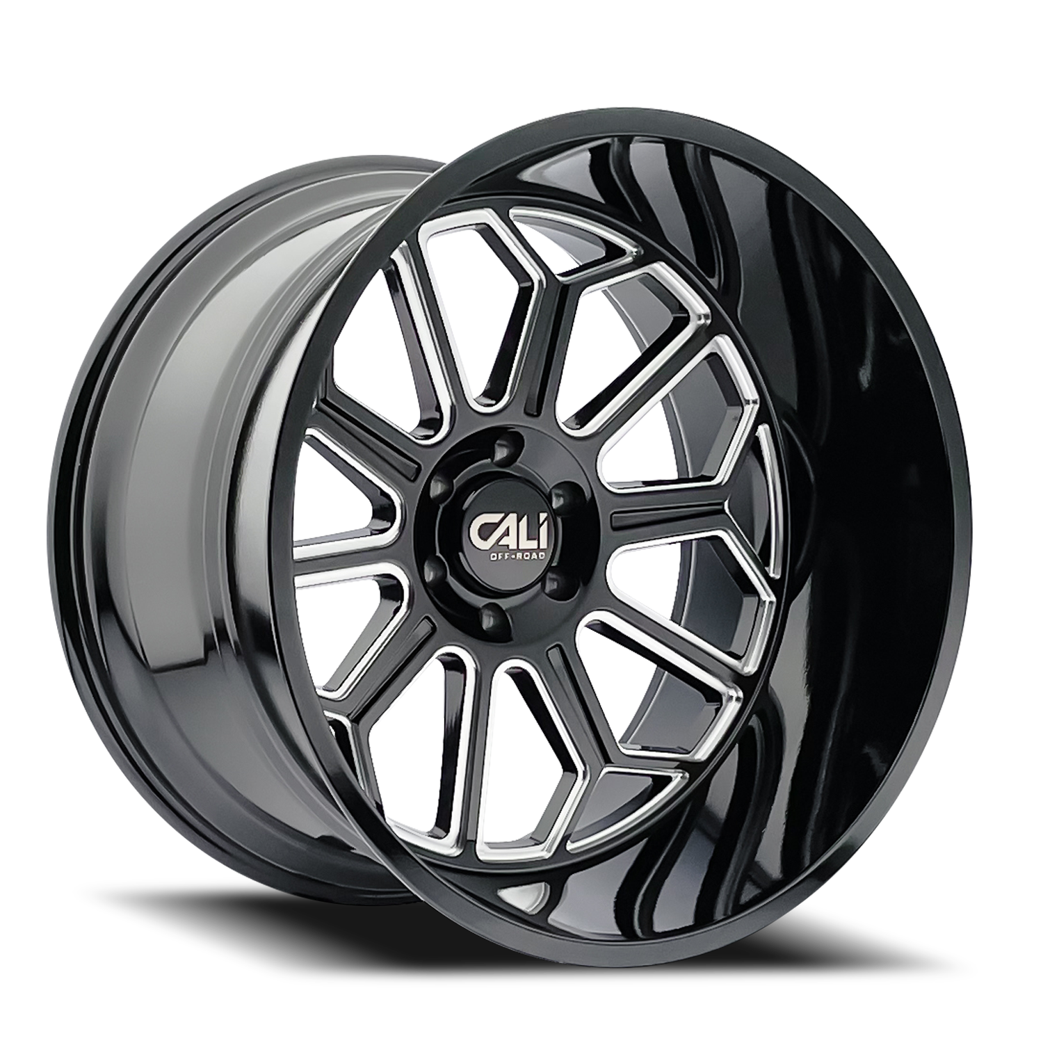 Cast Aluminum Wheels Auburn 9117 BM 24x14 Milled Gloss Black 6 On 139.7 Bolt Pattern -76 Offset Cali Offroad Wheels