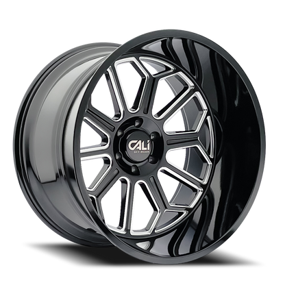Cast Aluminum Wheels Auburn 9117 BM 24x14 Milled Gloss Black 6 On 139.7 Bolt Pattern -76 Offset Cali Offroad Wheels