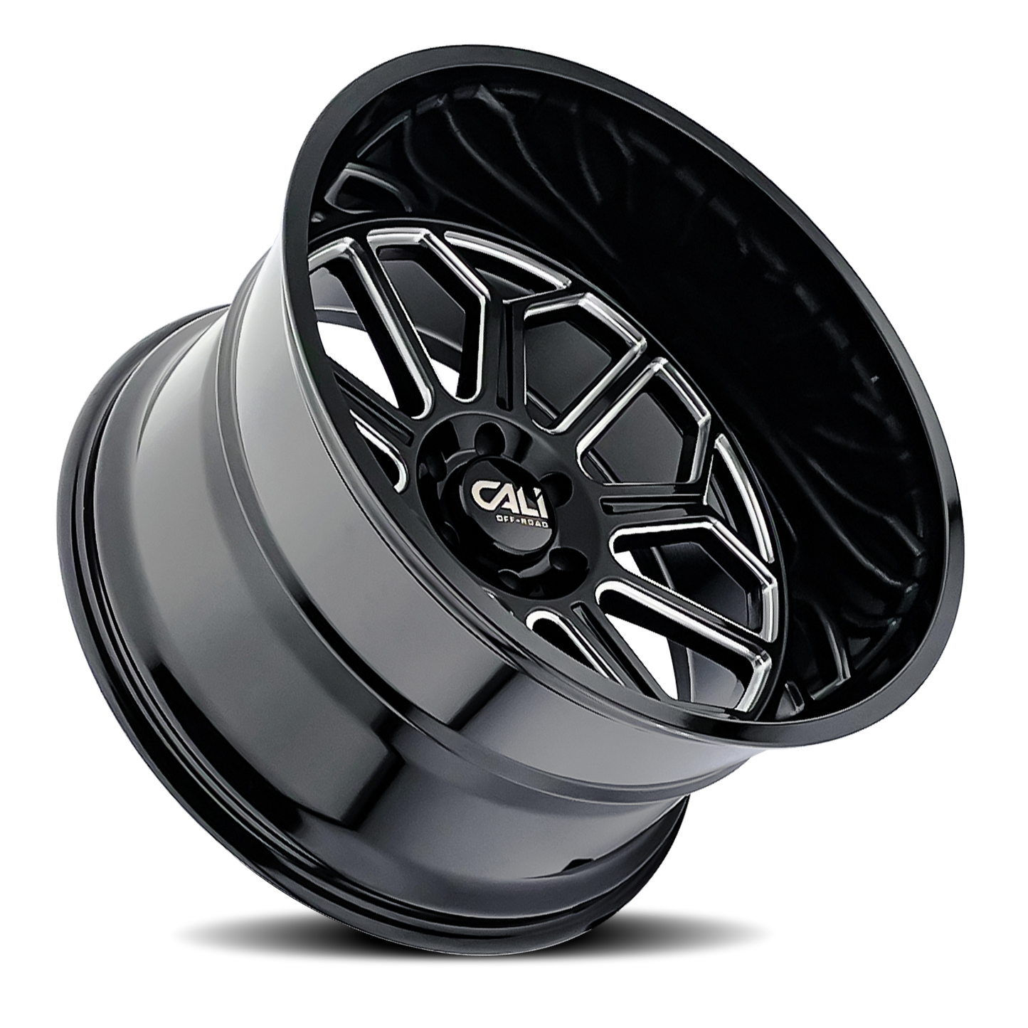 Cast Aluminum Wheels Auburn 9117 BM 24x14 Milled Gloss Black 6 On 139.7 Bolt Pattern -76 Offset Cali Offroad Wheels