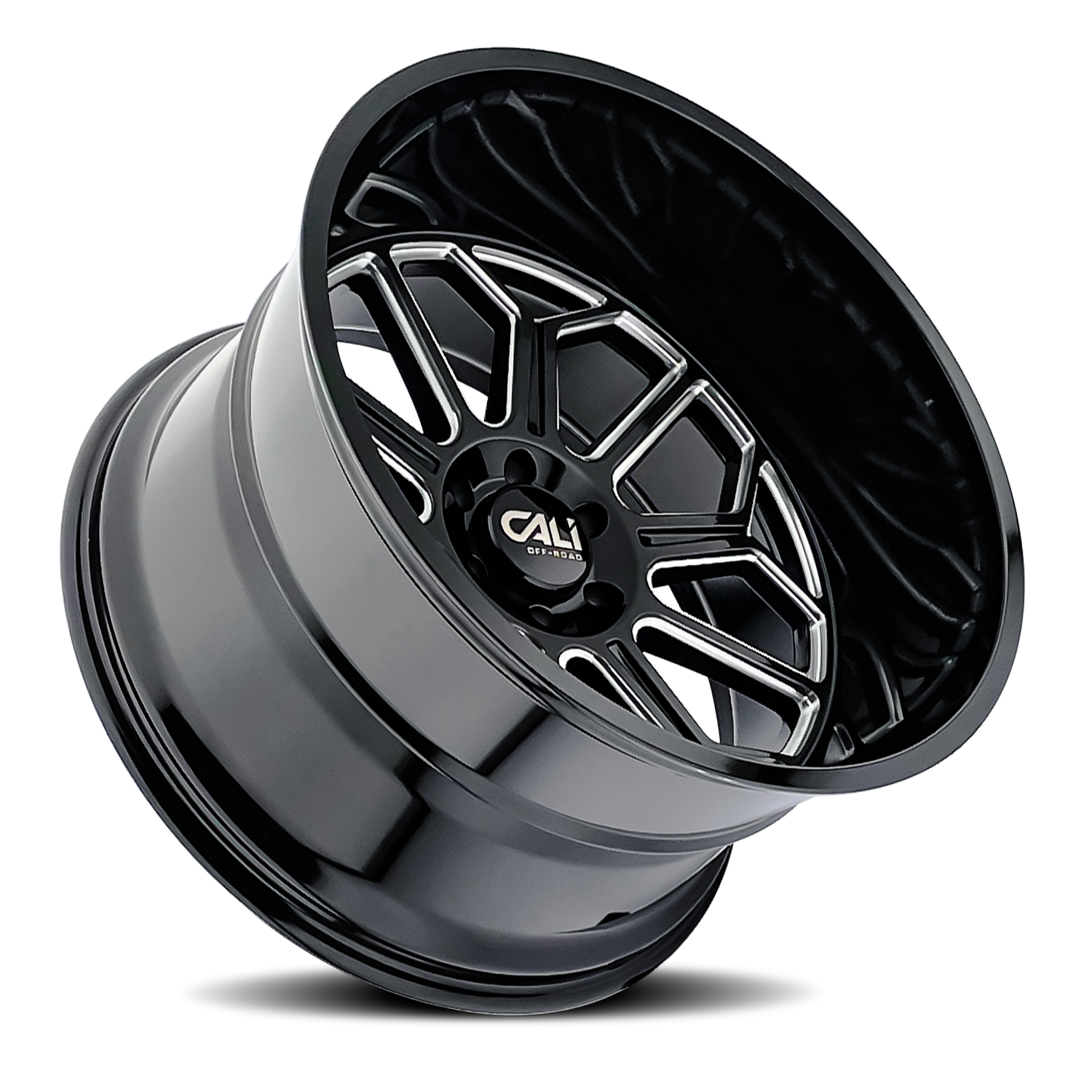 Cast Aluminum Wheels Auburn 9117 BM 24x14 Milled Gloss Black 6 On 139.7 Bolt Pattern -76 Offset Cali Offroad Wheels