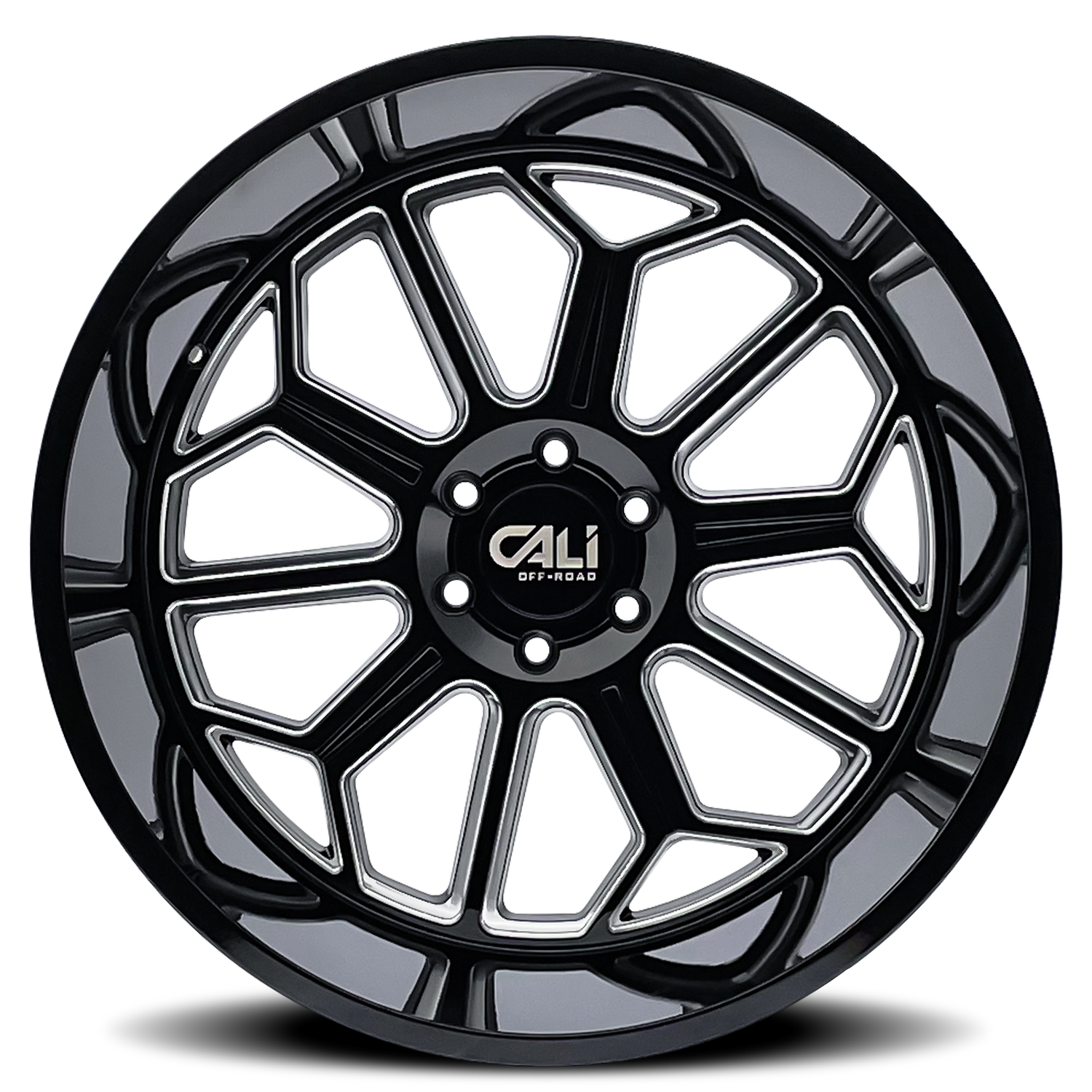 Cast Aluminum Wheels Auburn 9117 BM 24x14 Milled Gloss Black 6 On 139.7 Bolt Pattern -76 Offset Cali Offroad Wheels