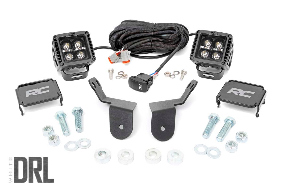 LED Light Kit | Cage Mount | 2" Black Pair | White DRL | Honda Pioneer 1000/Pioneer 1000-6 