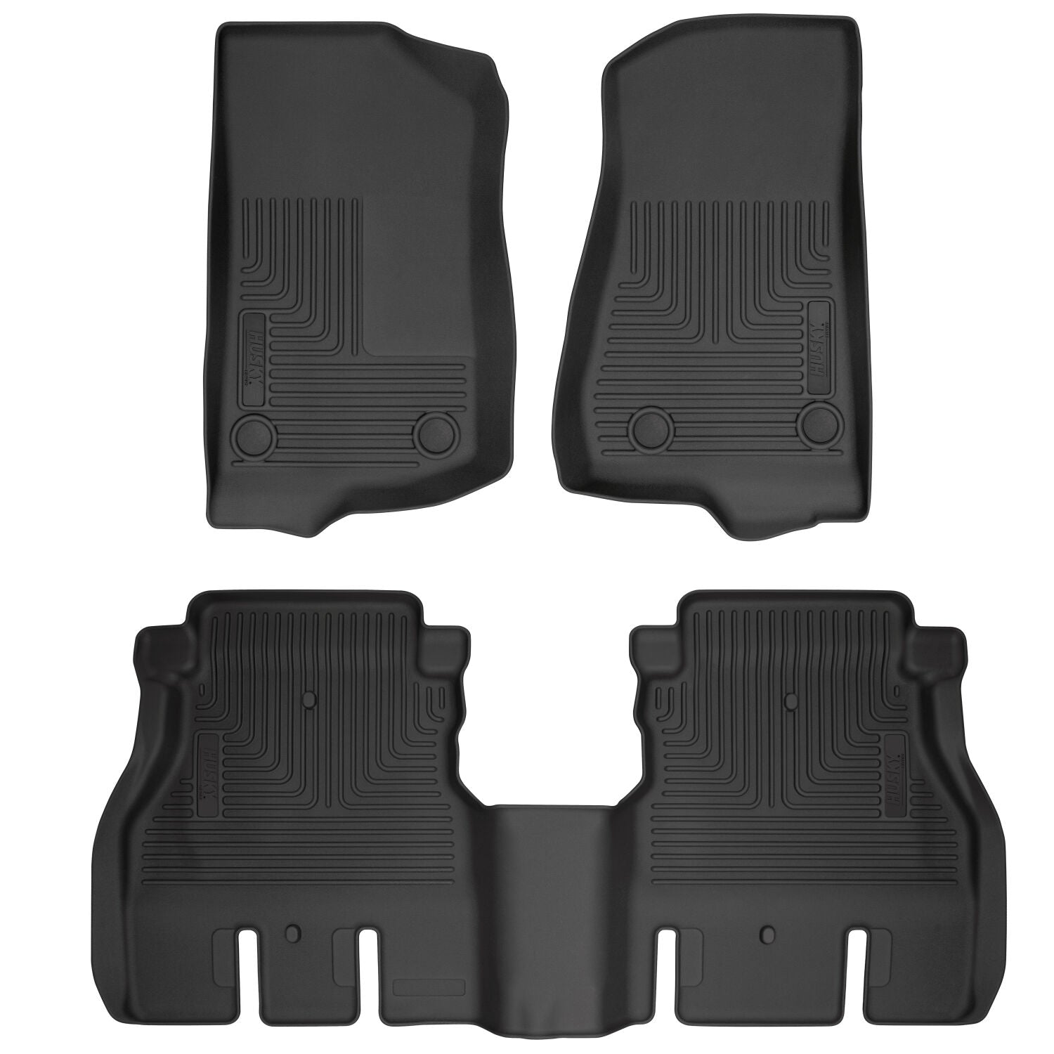 Weatherbeater Front & 2nd Seat Floor Liners For 18-Present Jeep Wrangler JL 4 Husky Liners
