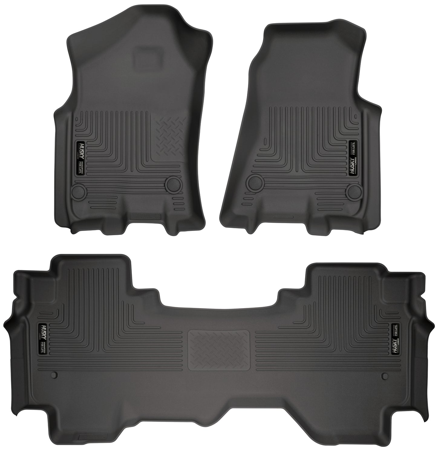 Weatherbeater Front & 2nd Seat Floor Liners For 2019-2024 RAM 1500 Extended Cab Husky Liners