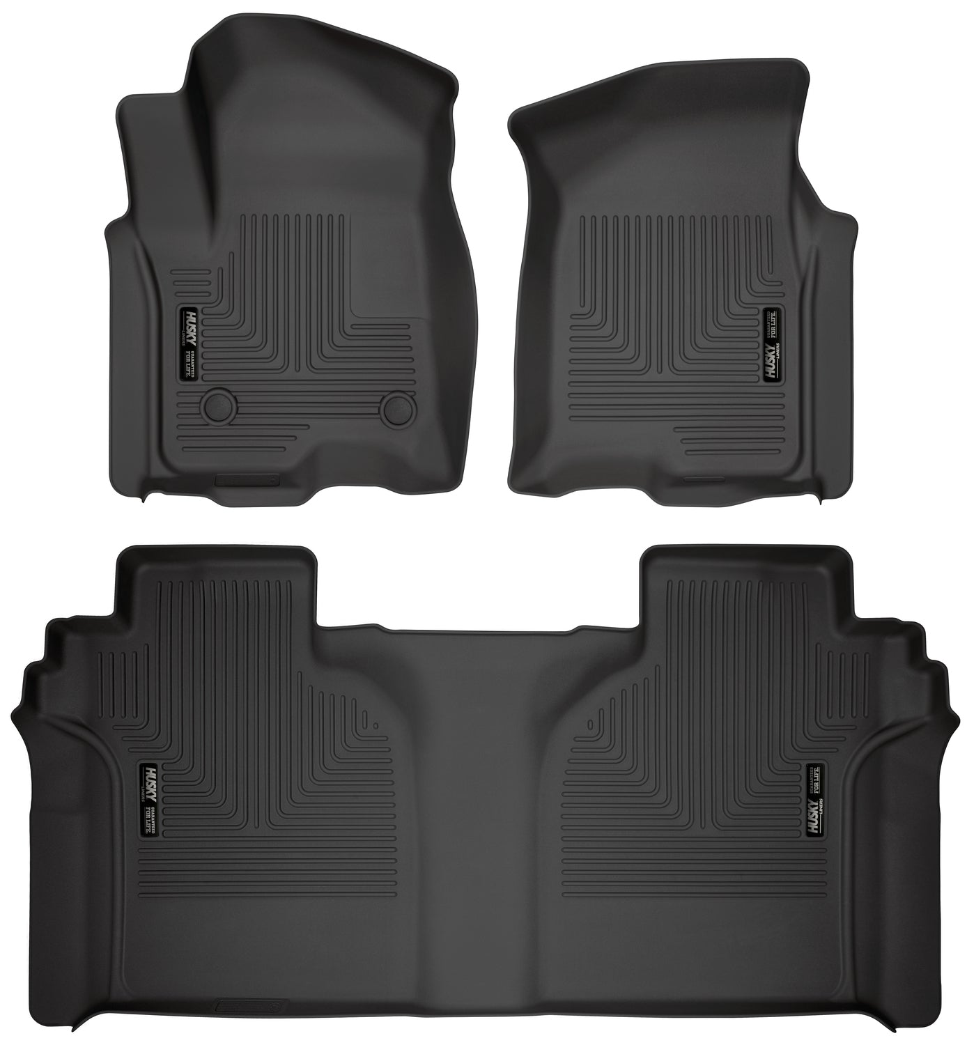 Weatherbeater Front & 2nd Seat Floor Liners For 2019-2026 Silverado/Sierra 1500/2500 HD/3500 HD 3 Piece Crew Cab Husky Liners