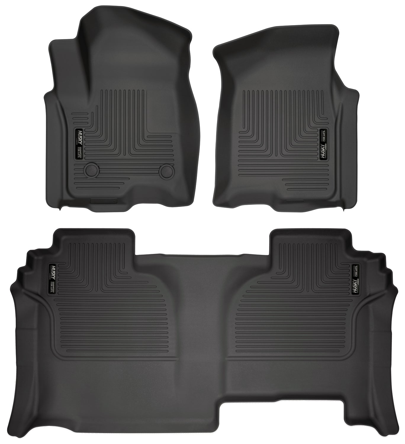 Weatherbeater Front & 2nd Seat Floor Liners For 2019-2026 Silverado/Sierra 1500/2500 HD/3500 HD 4 Piece Extended Cb Husky Liners