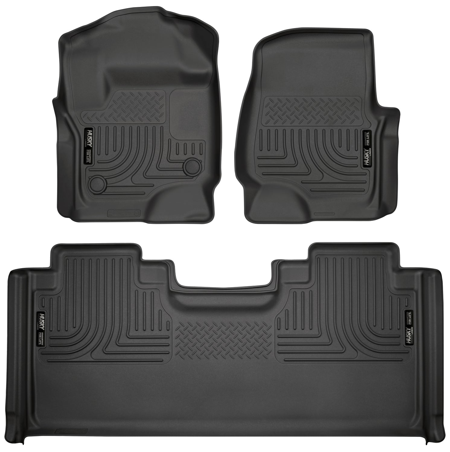 Weatherbeater Front & 2nd Seat Floor Liners For 2017-2024 F-250/F-350 Super Duty Husky Liners