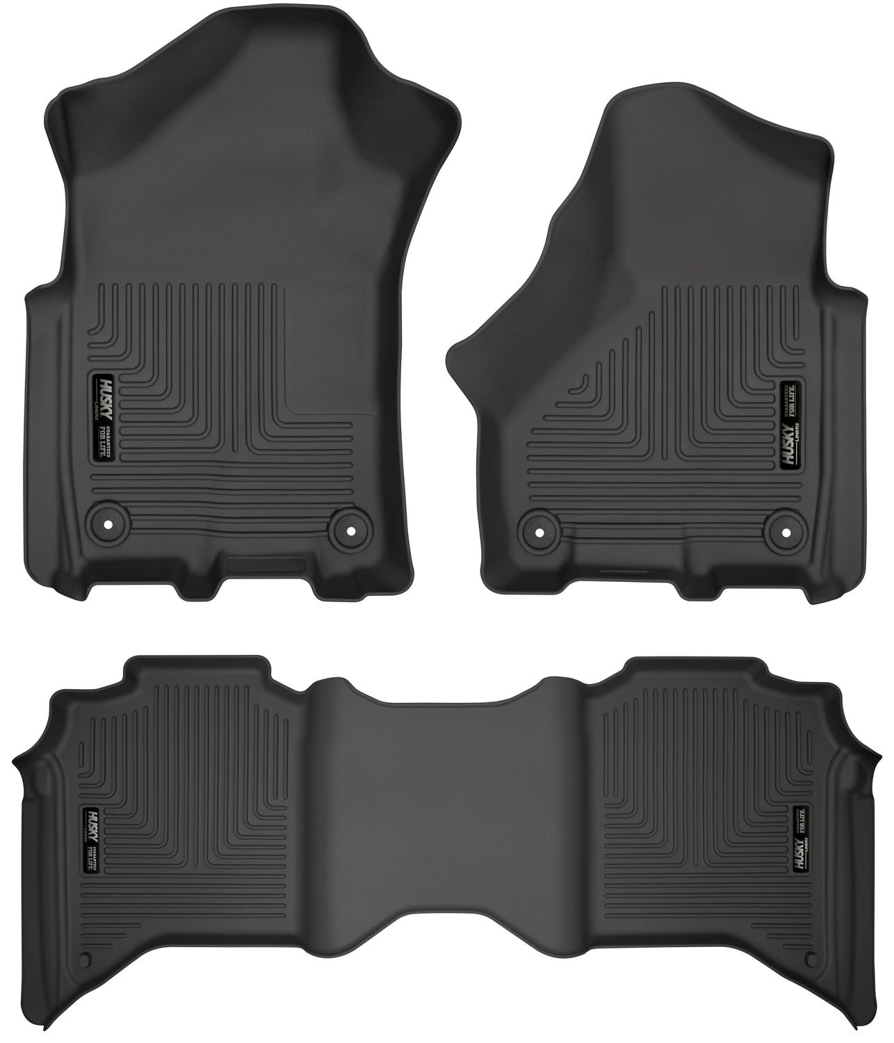Weatherbeater Front & 2nd Seat Floor Liners For 2019-2024 RAM 2500/3500 Crew Cab Husky Liners