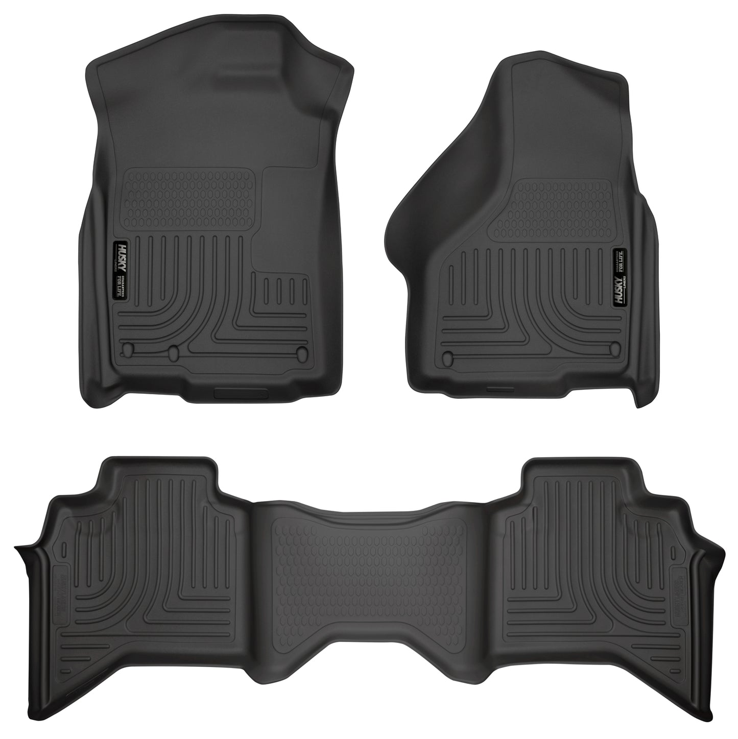 Weatherbeater Front & 2nd Seat Floor Liners For 2002-2009 Ram 1500/2500/3500 Black Husky Liners