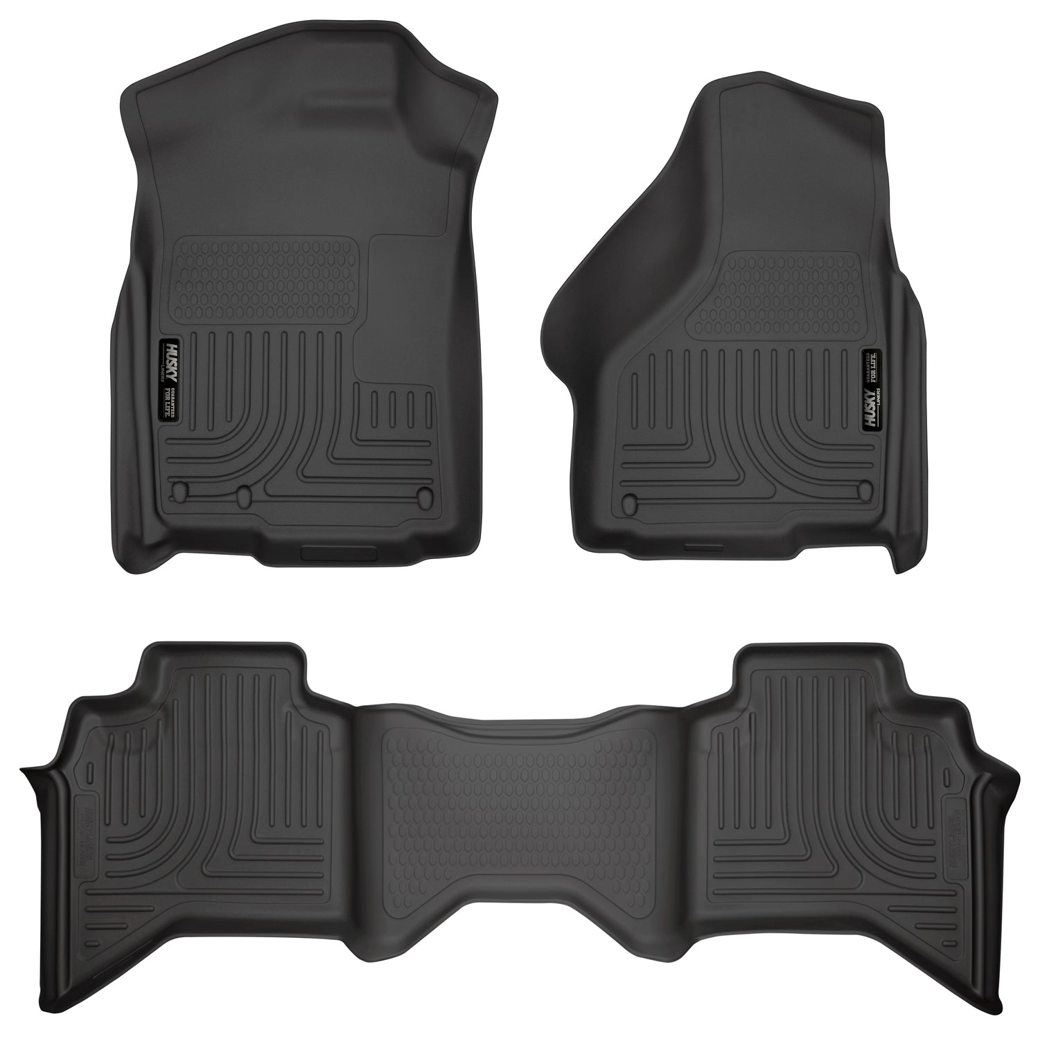 Weatherbeater Front & 2nd Seat Floor Liners For 2002-2009 Ram 1500/2500/3500 Black Husky Liners