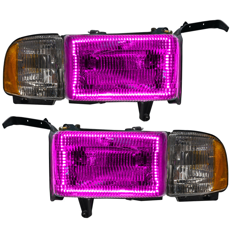 Oracle 94-02 Dodge Ram Pre-Assembled Halo Headlights - ColorSHIFT w/ Simple Controller