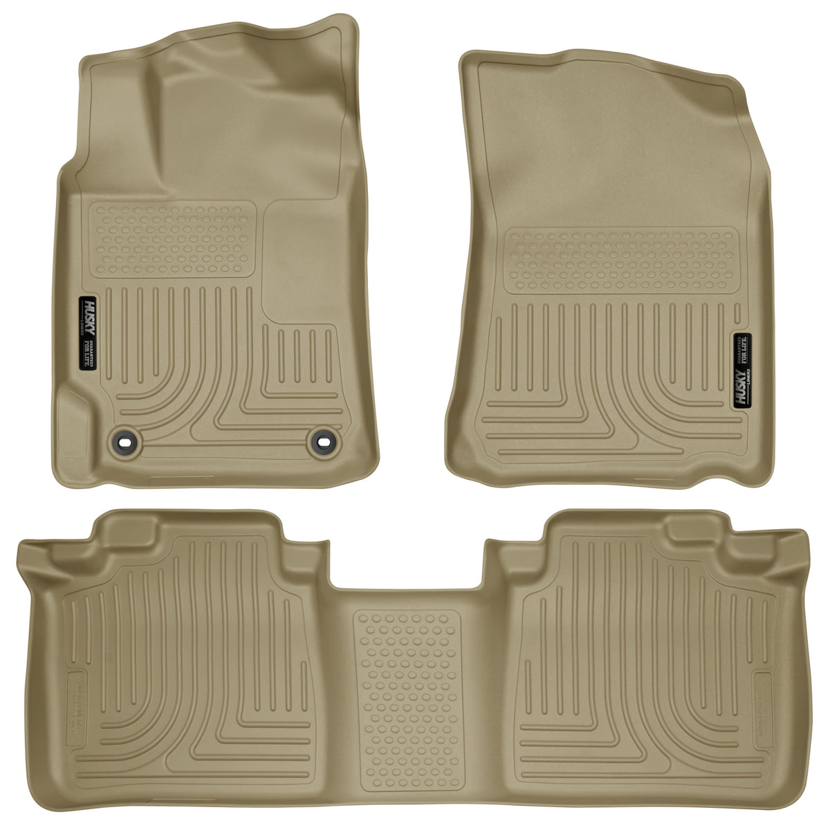 Weatherbeater Front & 2nd Seat Floor Liners For 2012-2017 Camry Tan Husky Liners