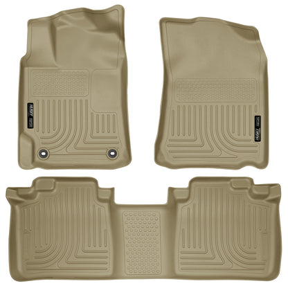Weatherbeater Front & 2nd Seat Floor Liners For 2012-2017 Camry Tan Husky Liners