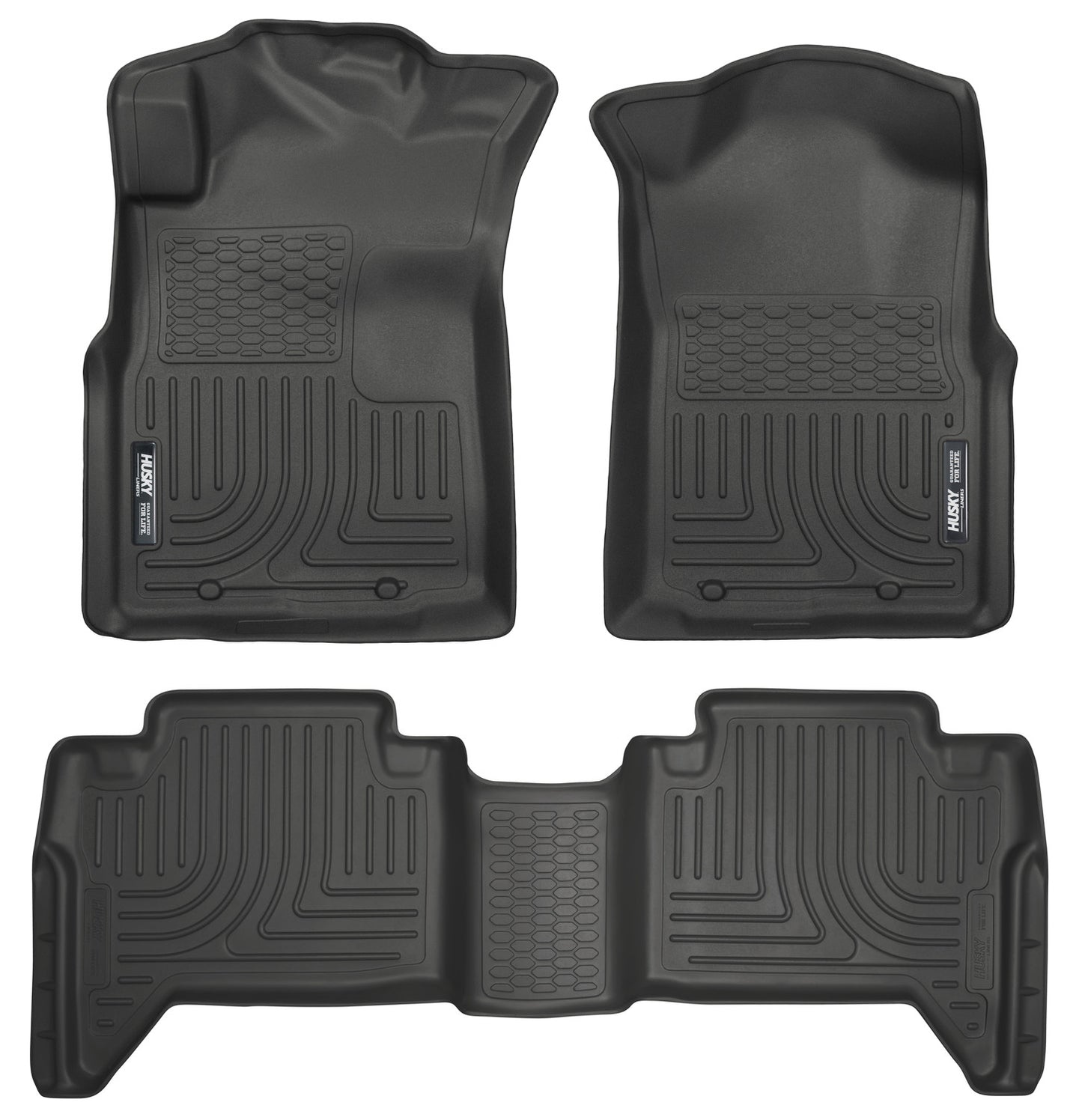 Weatherbeater Front & 2nd Seat Floor Liners (Footwell Coverage) For 2005-2015 Tacoma Black Husky Liners