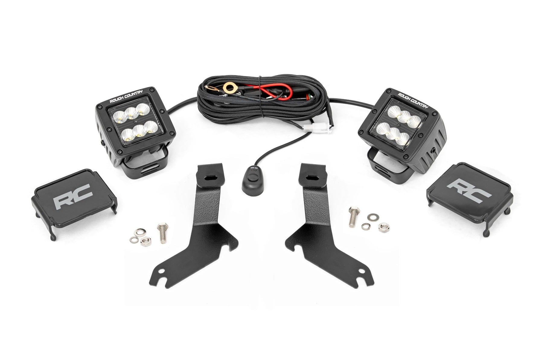LED Light Kit | Ditch Mount | 2" Black Pair | Flood | Chevy Silverado 1500 (99-06)/Tahoe (00-06) 