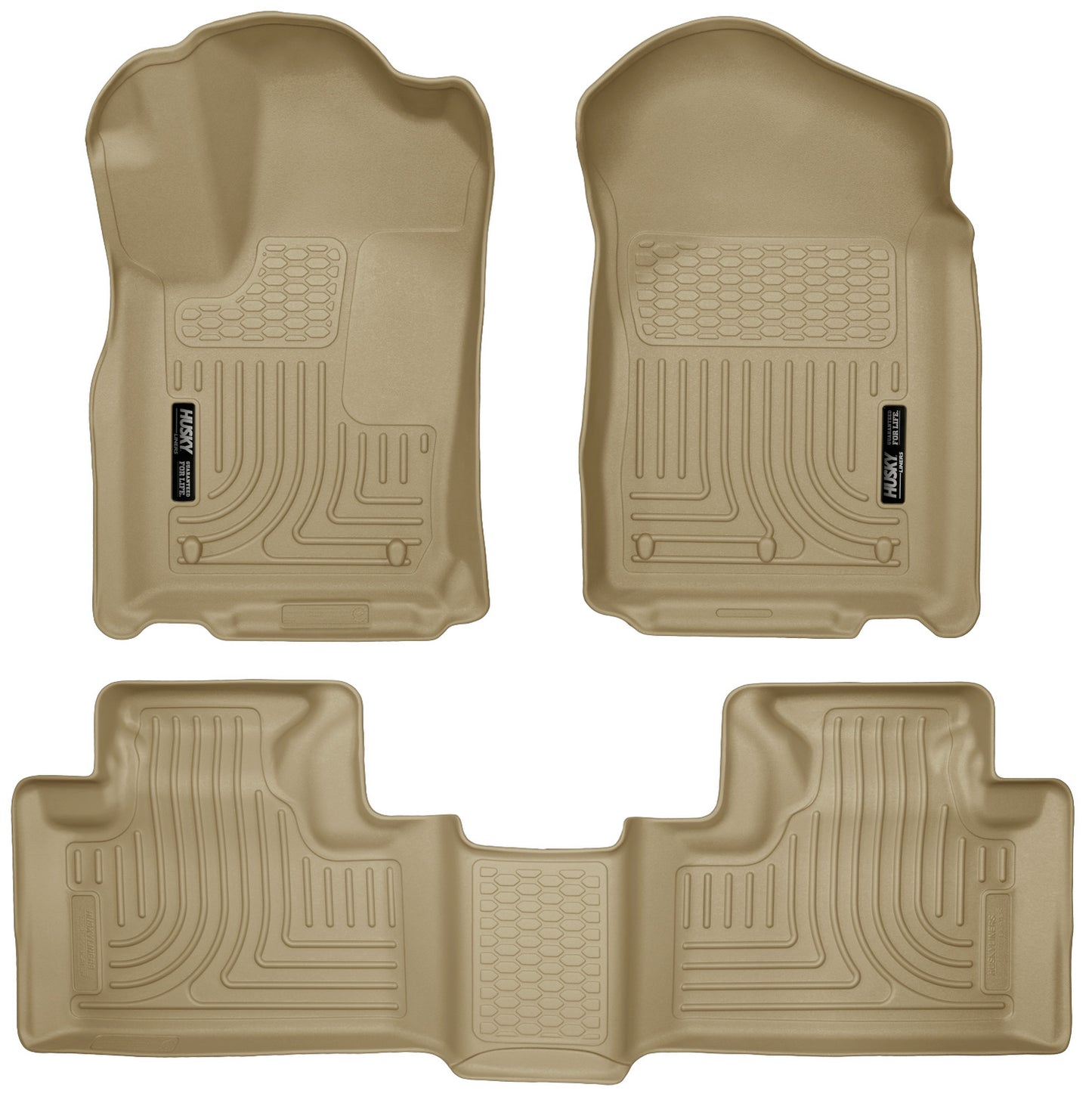 Weatherbeater Front & 2nd Seat Floor Liners For 2011-2015 Dodge Durango, Jeep Grand Cherokee Husky Liners