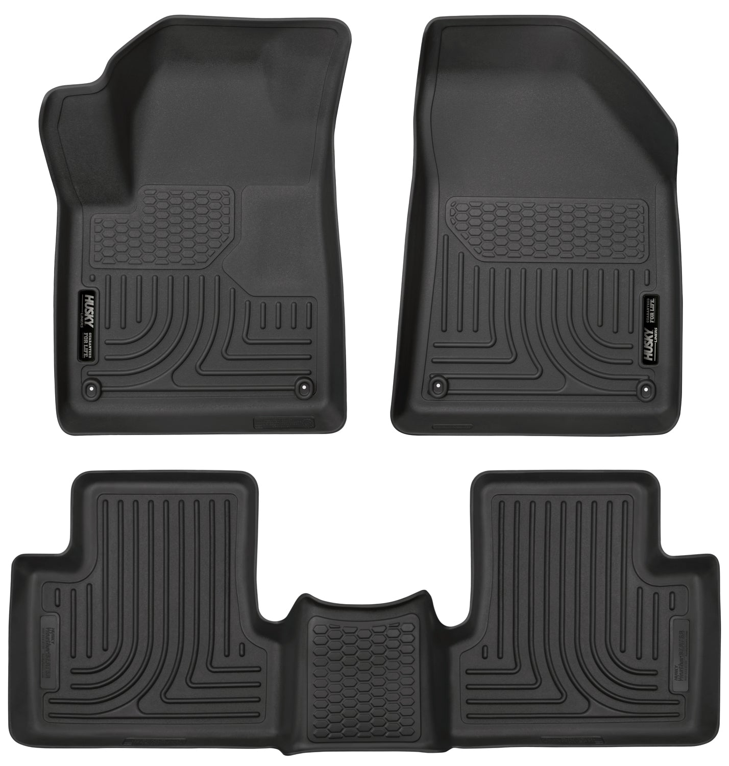 Weatherbeater Front & 2nd Seat Floor Liners For 2015-2023 Jeep Cherokee Husky Liners