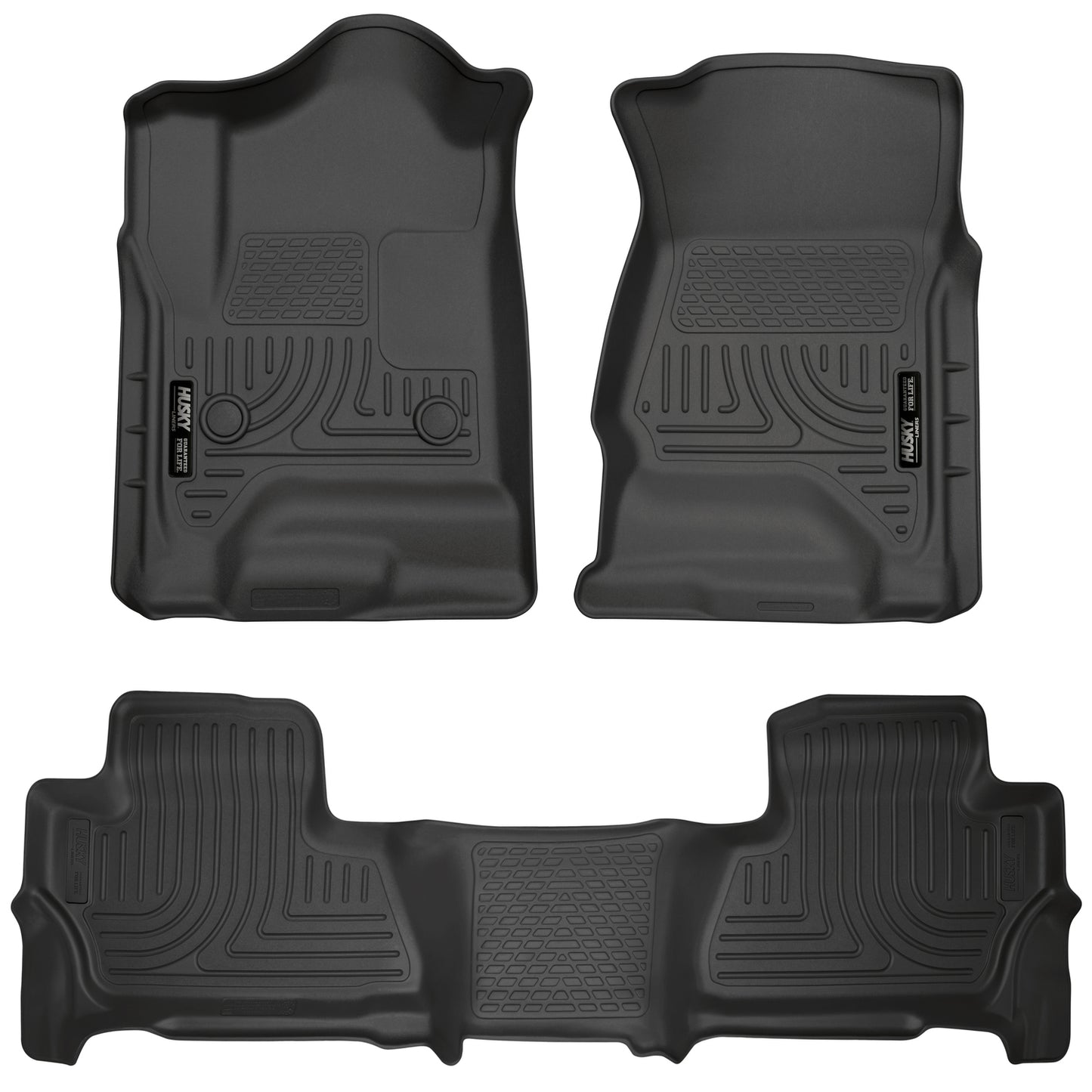 Weatherbeater Front & 2nd Seat Floor Liners For 2015-2020 Tahoe/Yukon Black Husky Liners