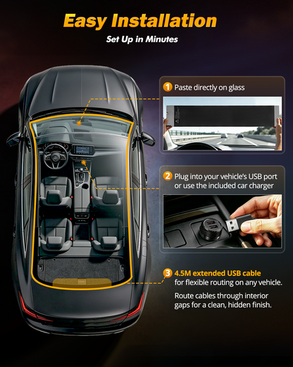 🆕Single Pack Devil's Eye Atmosphere Light Flexible Programmable USB APP Control Car LED Screen 23.42x4.72in for Windshield Decoration