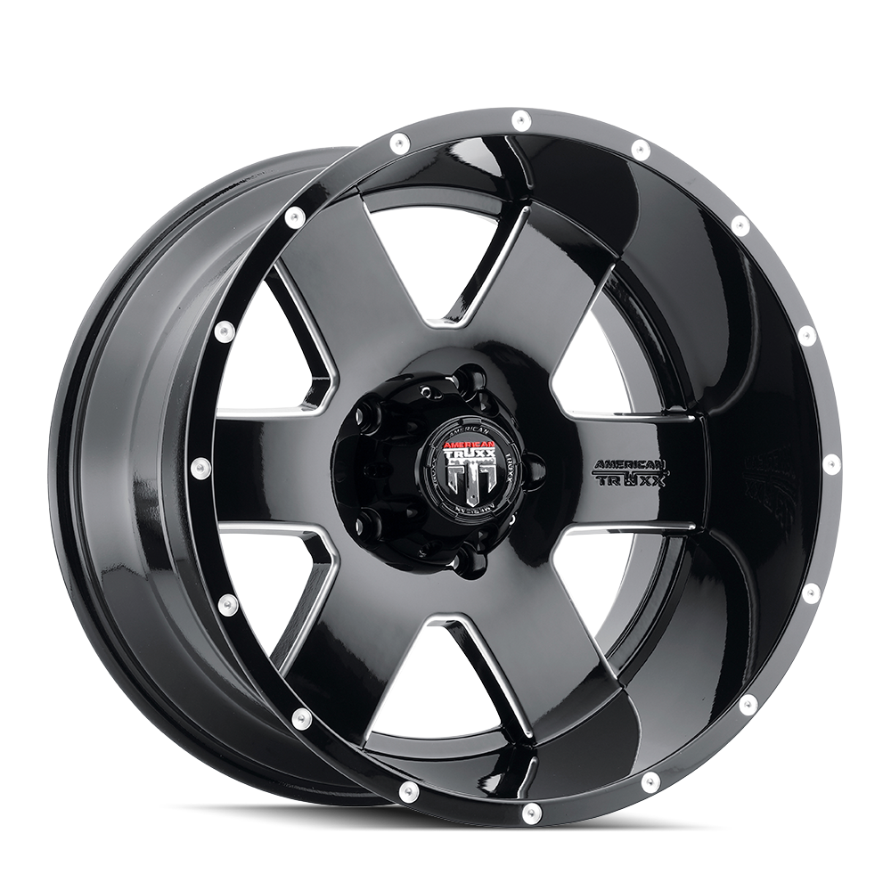 Armor AT155 Gloss Black Milled 18X9 Off Road Wheels American Truxx