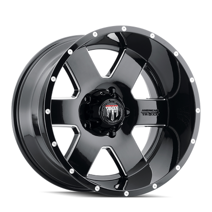 Armor AT155 Gloss Black Milled 18X9 Off Road Wheels American Truxx