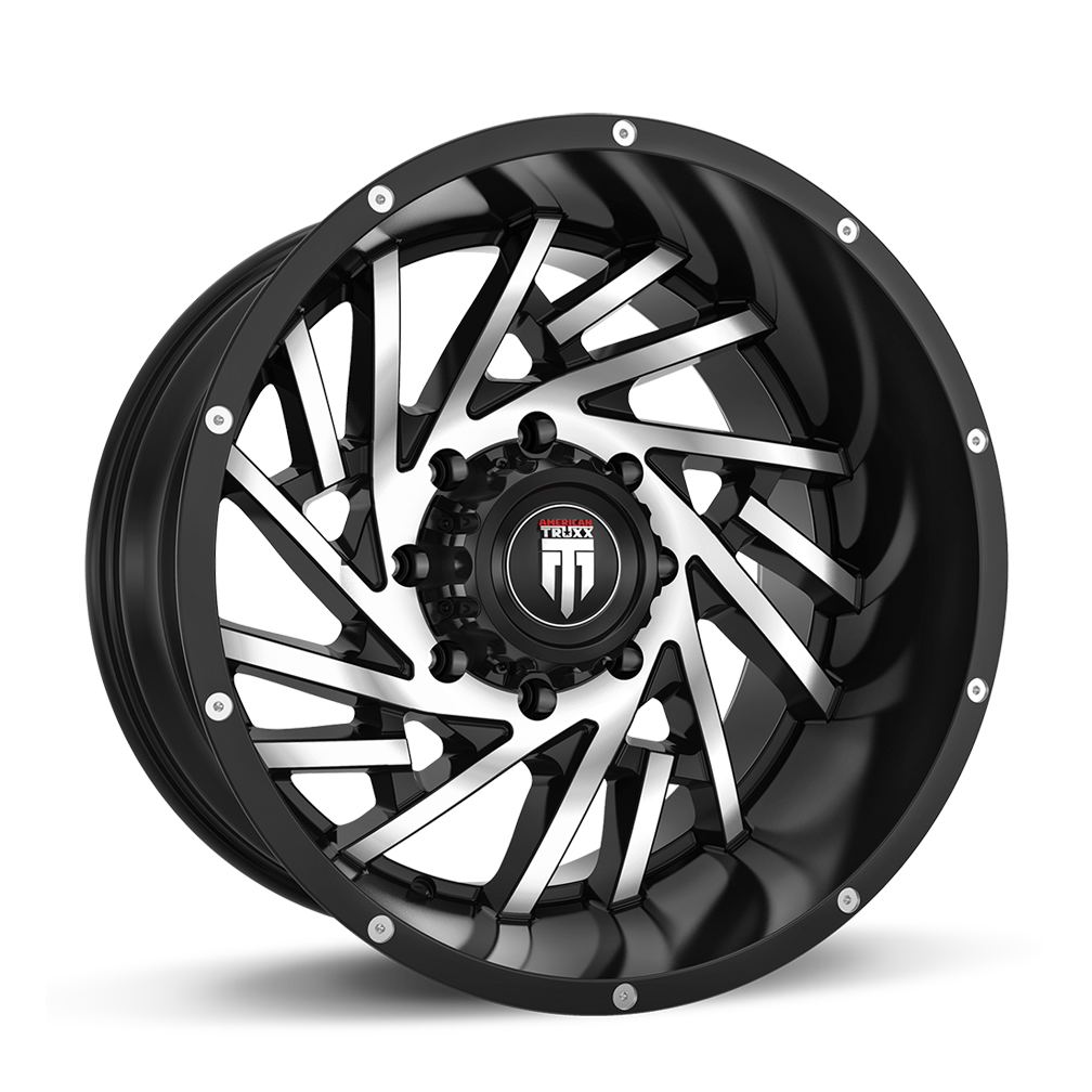 Web AT161 Gloss Black Machined 20X10 Off Road Wheels American Truxx