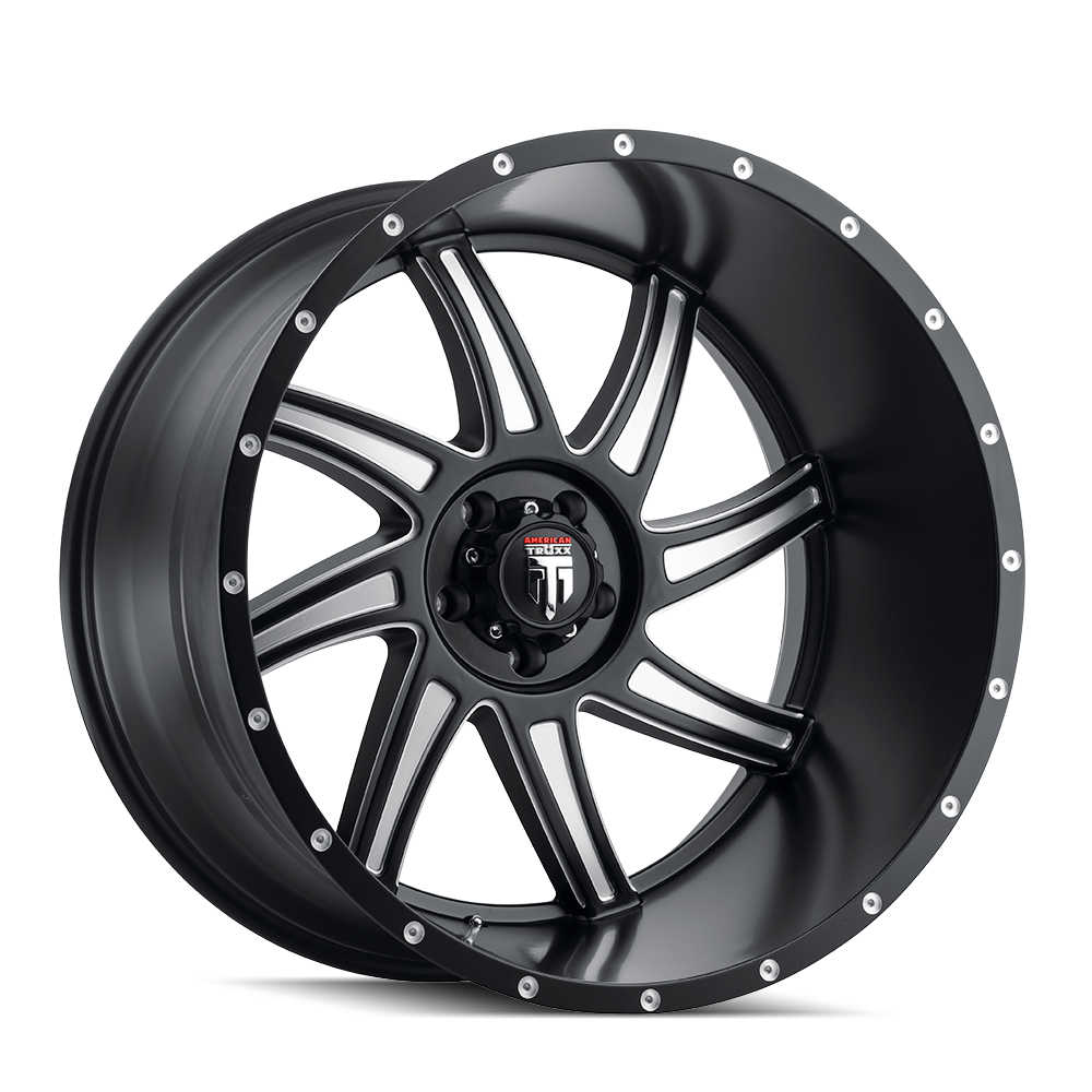 Vortex AT162 Satin Black Milled 22X12 Off Road Wheels American Truxx