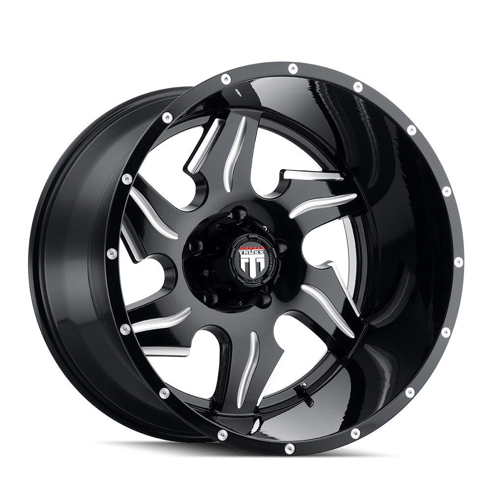 Ninja AT163 Gloss Black Milled 22X14 Off Road Wheels American Truxx