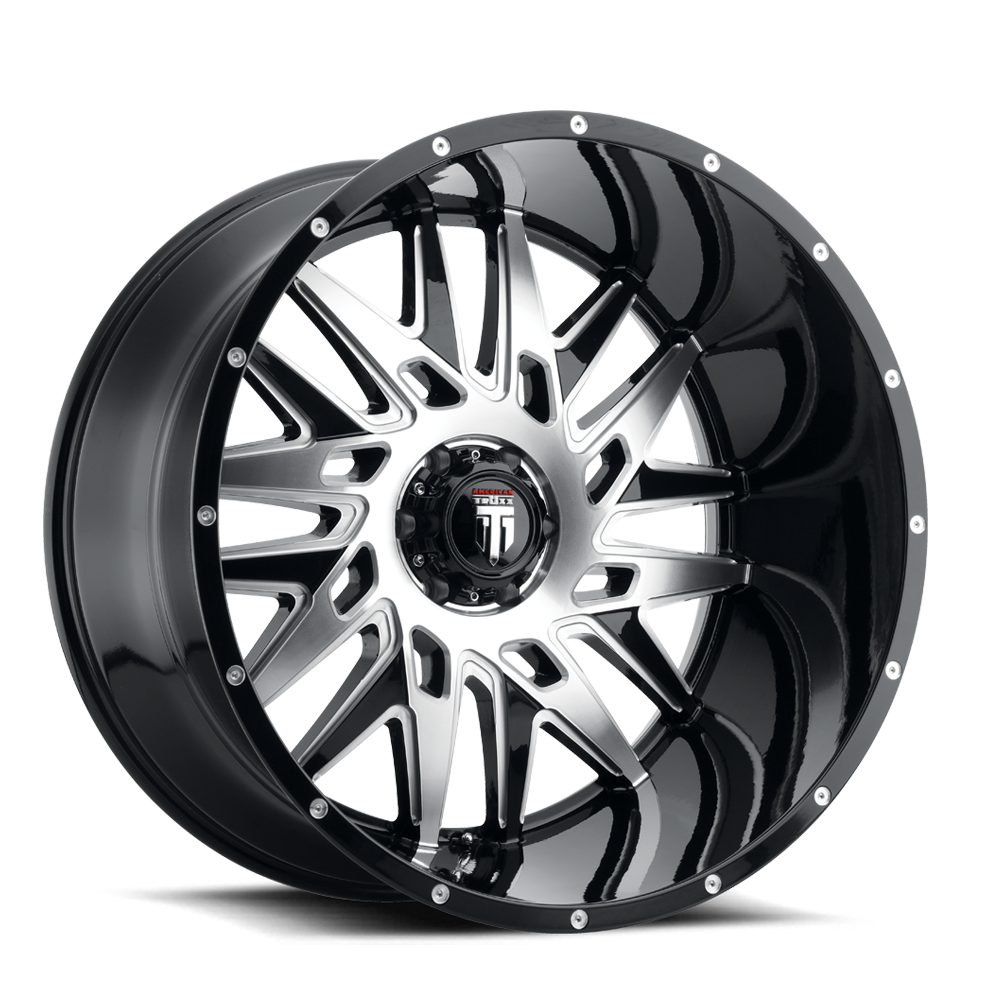 DNA AT184 Gloss Black Machined 22X12 Off Road Wheels American Truxx