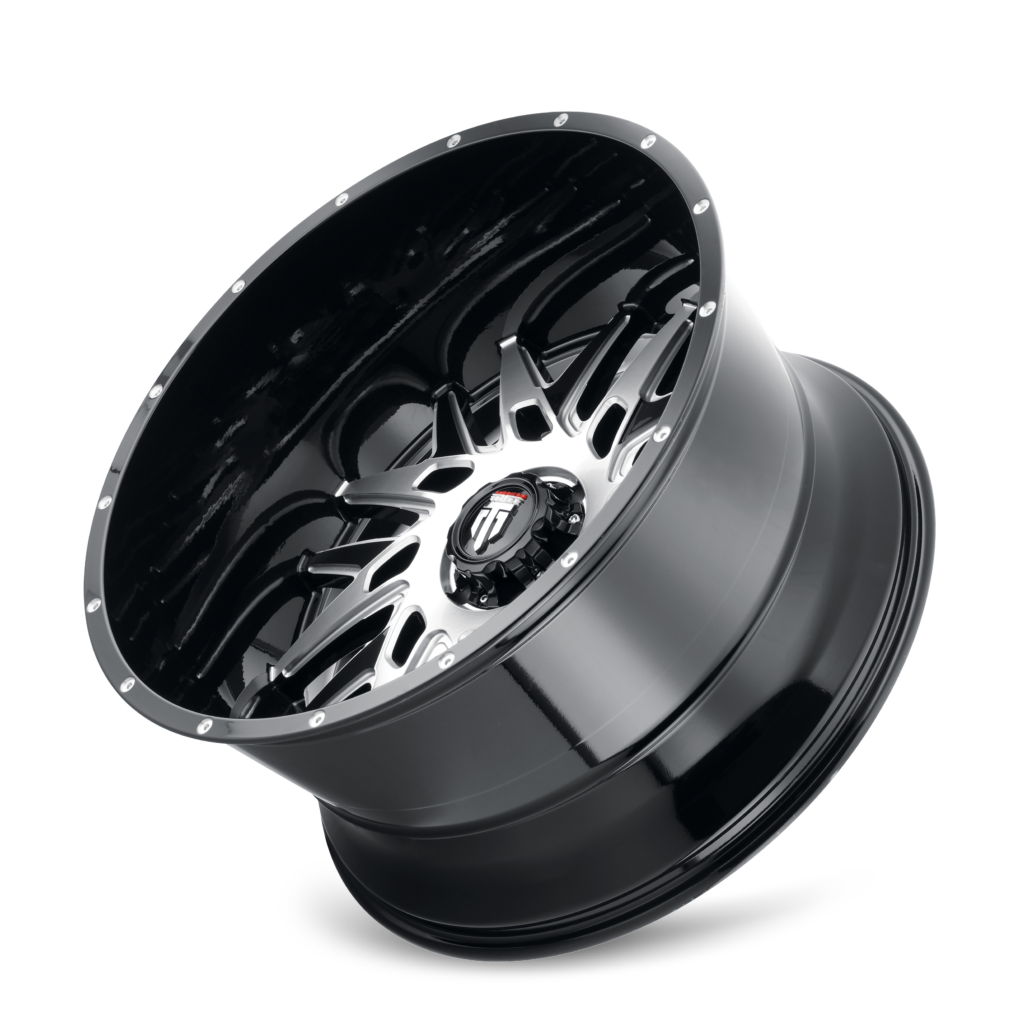 DNA AT184 Gloss Black Machined 22X12 Off Road Wheels American Truxx