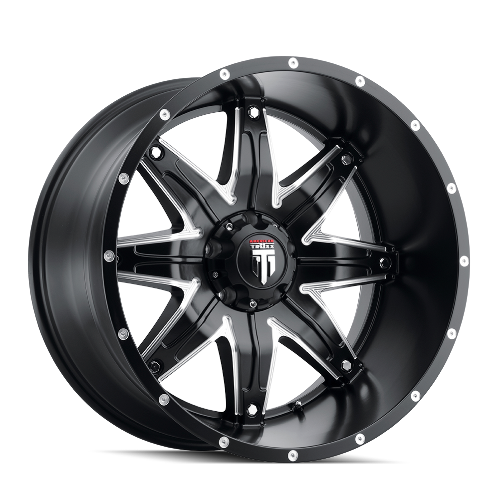 Lonestar AT185 Satin Black Milled 20X10 Off Road Wheels American Truxx