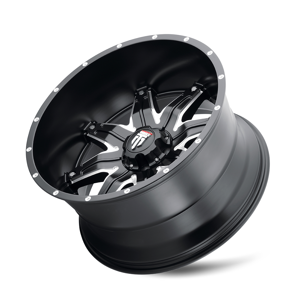 Lonestar AT185 Satin Black Milled 22X12 Off Road Wheels American Truxx
