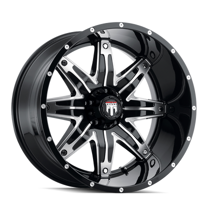 Lonestar AT185 Gloss Black Machined 22X12 Off Road Wheels American Truxx