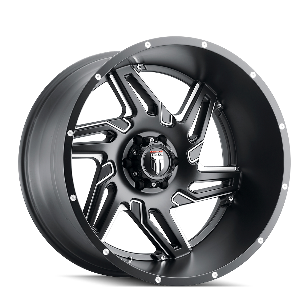 Spurs AT186 Satin Black Milled 24X14 Off Road Wheels American Truxx