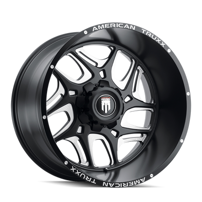 Sweep AT1900 Satin Black Milled 24X14 Off Road Wheels American Truxx