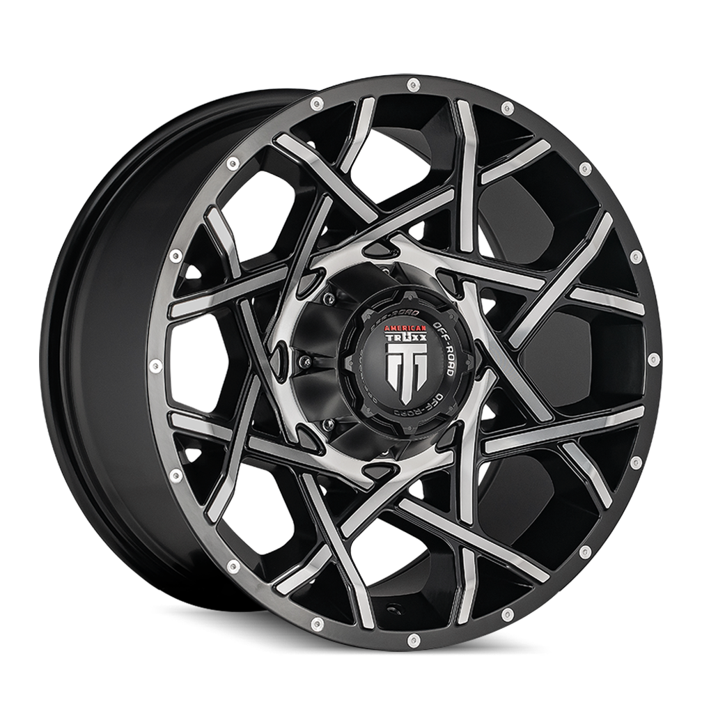Gridlock AT1901 Gloss Black Machined 20X12 Off Road Wheels American Truxx