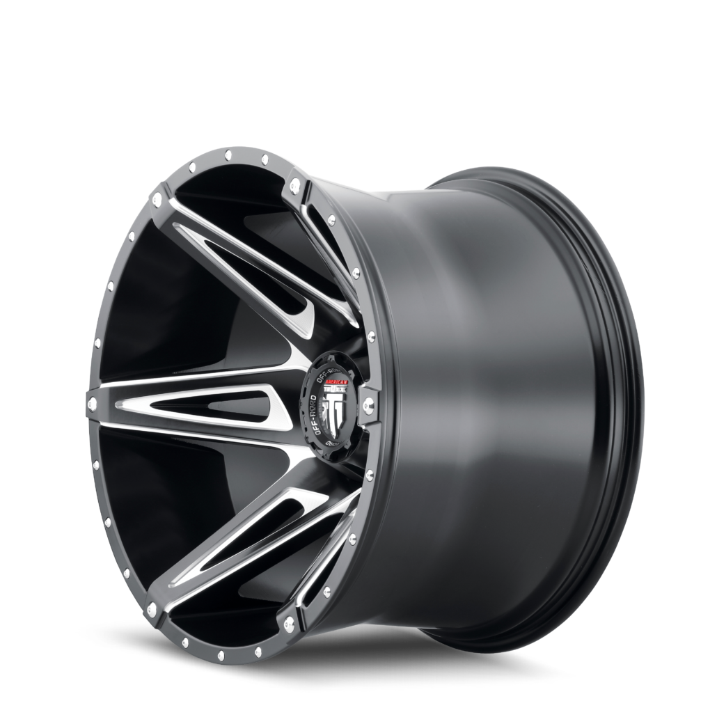Kutz AT1902 Gloss Black Milled 20X9 Off Road Wheels American Truxx